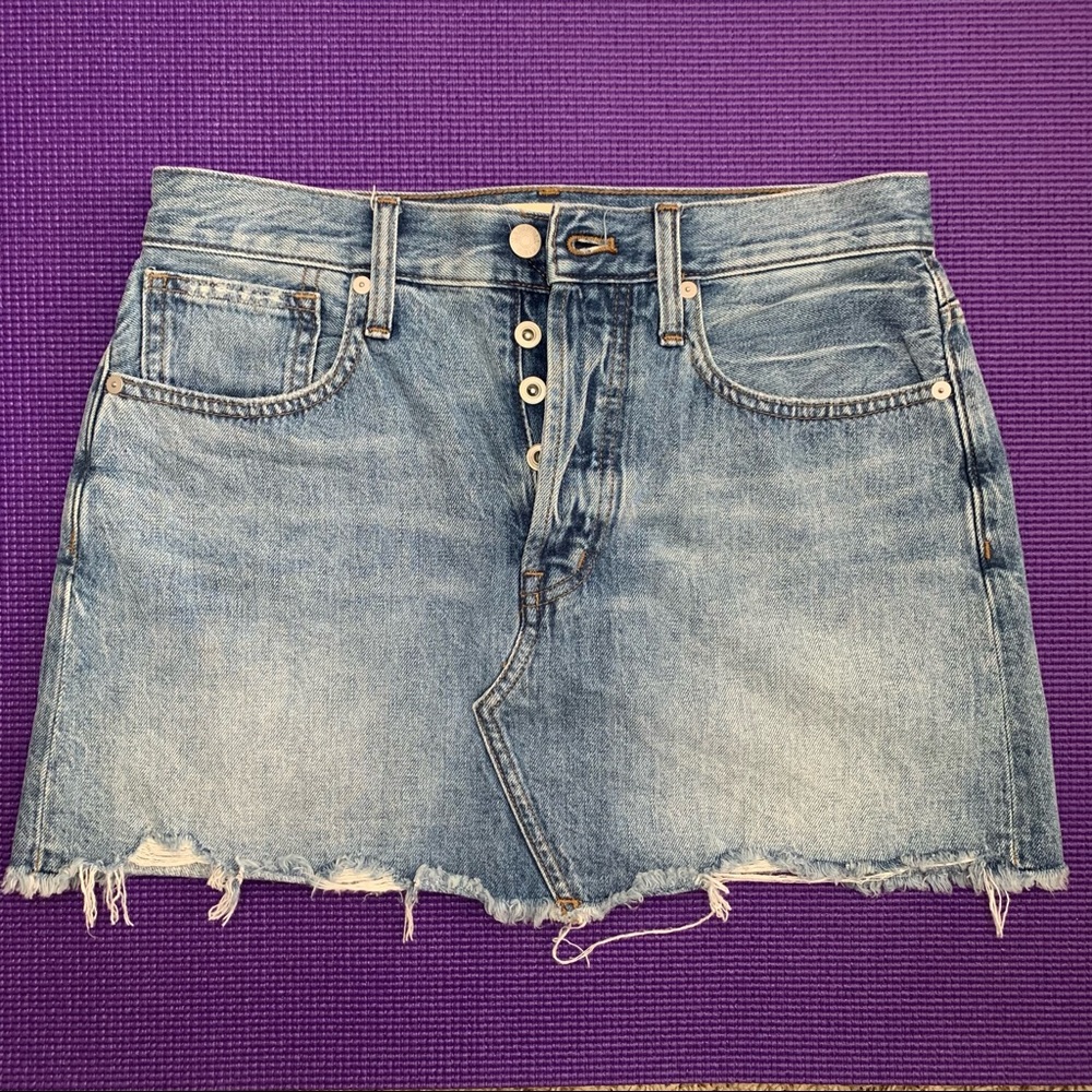 Madewell Button Fly Denim Mini Skirt with pockets